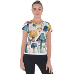 Mushroom Forest Fantasy Flower Nature Short Sleeve Sports Top  by Bangk1t