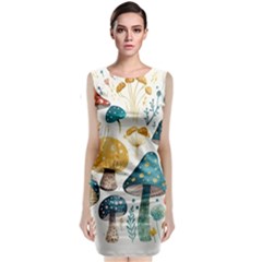 Mushroom Forest Fantasy Flower Nature Sleeveless Velvet Midi Dress