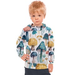 Mushroom Forest Fantasy Flower Nature Kids  Hooded Pullover by Bangk1t