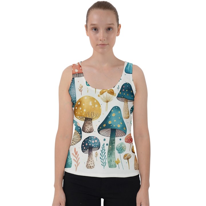 Mushroom Forest Fantasy Flower Nature Velvet Tank Top