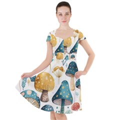 Mushroom Forest Fantasy Flower Nature Cap Sleeve Midi Dress by Bangk1t