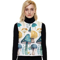 Mushroom Forest Fantasy Flower Nature Women s Button Up Puffer Vest by Bangk1t