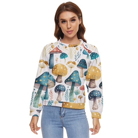 Mushroom Forest Fantasy Flower Nature Women s Long Sleeve Raglan Tee by Bangk1t