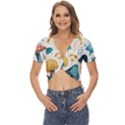 Mushroom Forest Fantasy Flower Nature Twist Front Crop Top View1