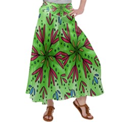 Flower Mandala Art Drawing Spring Background Women s Satin Palazzo Pants by Bangk1t