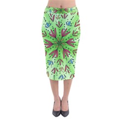 Flower Mandala Art Drawing Spring Background Velvet Midi Pencil Skirt by Bangk1t