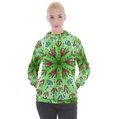 Flower Mandala Art Drawing Spring Background Women s Hooded Pullover by Bangk1t