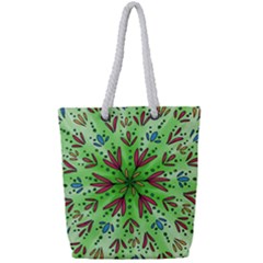 Flower Mandala Art Drawing Spring Background Full Print Rope Handle Tote (small) by Bangk1t