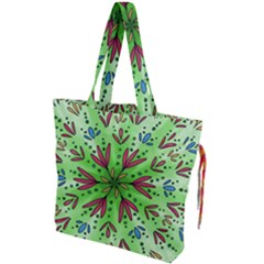 Flower Mandala Art Drawing Spring Background Drawstring Tote Bag by Bangk1t