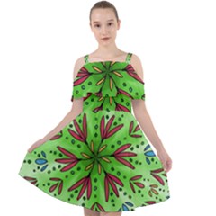 Flower Mandala Art Drawing Spring Background Cut Out Shoulders Chiffon Dress by Bangk1t