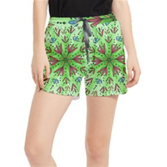 Flower Mandala Art Drawing Spring Background Women s Runner Shorts by Bangk1t