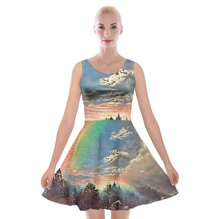 Abstract Art Psychedelic Arts Experimental Velvet Skater Dress