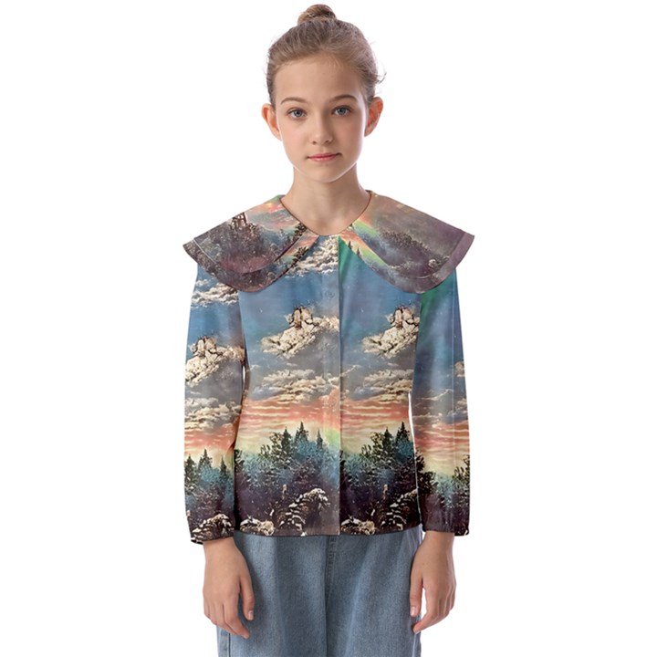 Abstract Art Psychedelic Arts Experimental Kids  Peter Pan Collar Blouse