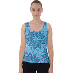 Flower Template Mandala Nature Blue Sketch Drawing Velvet Tank Top by Bangk1t