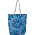 Flower Template Mandala Nature Blue Sketch Drawing Full Print Rope Handle Tote (Small) View1