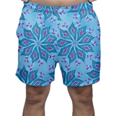 Flower Template Mandala Nature Blue Sketch Drawing Men s Shorts by Bangk1t