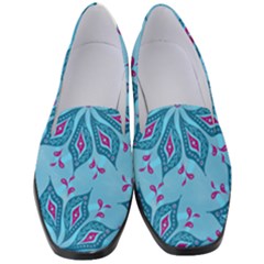 Flower Template Mandala Nature Blue Sketch Drawing Women s Classic Loafer Heels by Bangk1t