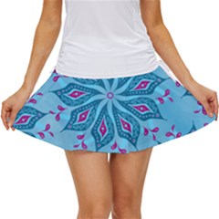 Flower Template Mandala Nature Blue Sketch Drawing Women s Skort by Bangk1t