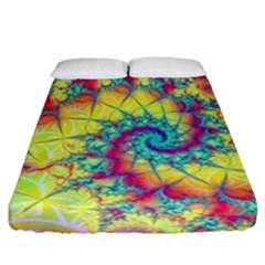 Fractal Spiral Abstract Background Vortex Yellow Fitted Sheet (california King Size) by Bangk1t