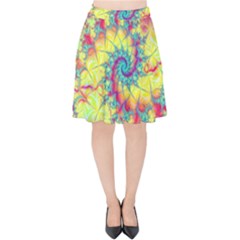 Fractal Spiral Abstract Background Vortex Yellow Velvet High Waist Skirt