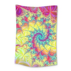 Fractal Spiral Abstract Background Vortex Yellow Small Tapestry