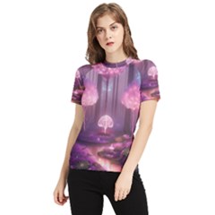 Trees Forest Landscape Nature Neon Women s Short Sleeve Rash Guard by Bangk1t