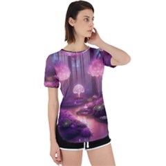 Trees Forest Landscape Nature Neon Perpetual Short Sleeve T-shirt