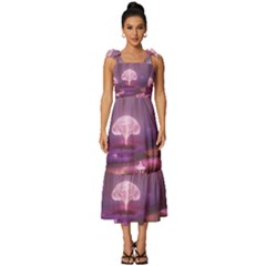 Trees Forest Landscape Nature Neon Tie-strap Tiered Midi Chiffon Dress by Bangk1t