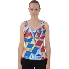 City Houses Cute Drawing Landscape Village Velvet Tank Top by Bangk1t