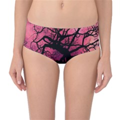 Trees Silhouette Sky Clouds Sunset Mid-waist Bikini Bottoms by Bangk1t