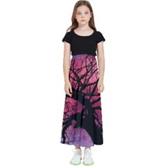 Trees Silhouette Sky Clouds Sunset Kids  Flared Maxi Skirt by Bangk1t