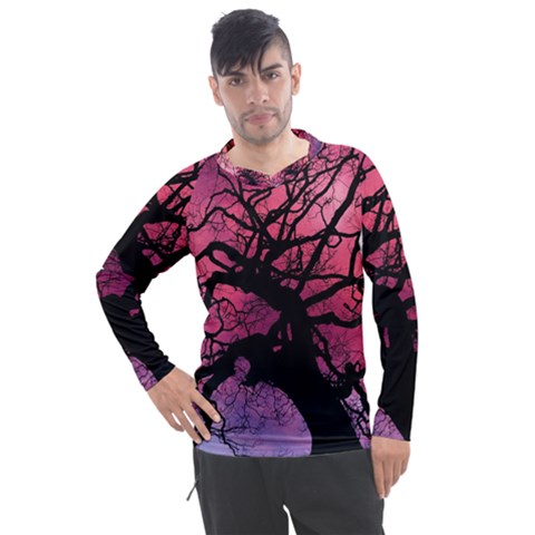 Trees Silhouette Sky Clouds Sunset Men s Pique Long Sleeve Tee by Bangk1t