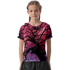 Trees Silhouette Sky Clouds Sunset Kids  Frill Chiffon Blouse by Bangk1t