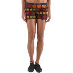 Autumn Fall Leaves Season Background Glitter Art Yoga Shorts by Bangk1t