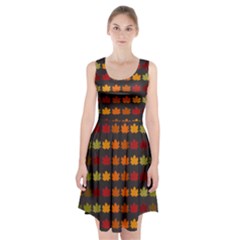 Autumn Fall Leaves Season Background Glitter Art Racerback Midi Dress by Bangk1t