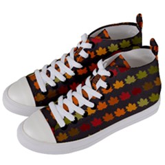 Autumn Fall Leaves Season Background Glitter Art Women s Mid-top Canvas Sneakers by Bangk1t