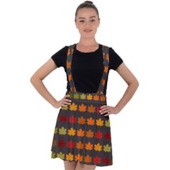 Autumn Fall Leaves Season Background Glitter Art Velvet Suspender Skater Skirt by Bangk1t