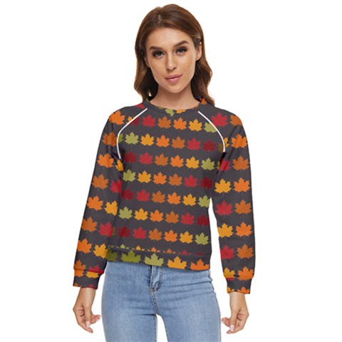 Autumn Fall Leaves Season Background Glitter Art Women s Long Sleeve Raglan Tee by Bangk1t