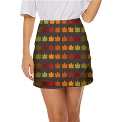 Autumn Fall Leaves Season Background Glitter Art Mini Front Wrap Skirt by Bangk1t