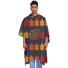 Autumn Fall Leaves Season Background Glitter Art Men s Hooded Rain Ponchos by Bangk1t