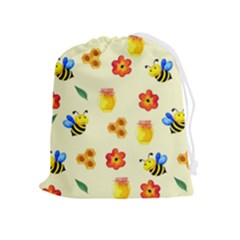 Seamless Background Honey Bee Wallpaper Texture Drawstring Pouch (xl) by Bangk1t