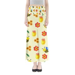 Seamless Background Honey Bee Wallpaper Texture Full Length Maxi Skirt by Bangk1t