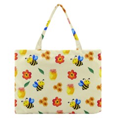 Seamless Background Honey Bee Wallpaper Texture Zipper Medium Tote Bag by Bangk1t