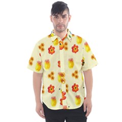 Seamless Background Honey Bee Wallpaper Texture Men s Short Sleeve Shirt