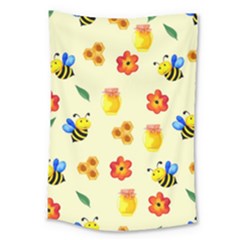 Seamless Background Honey Bee Wallpaper Texture Large Tapestry