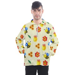 Seamless Background Honey Bee Wallpaper Texture Men s Half Zip Pullover