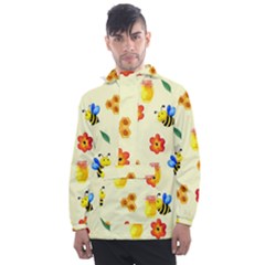 Seamless Background Honey Bee Wallpaper Texture Men s Front Pocket Pullover Windbreaker