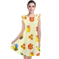 Seamless Background Honey Bee Wallpaper Texture Tie Up Tunic Dress by Bangk1t