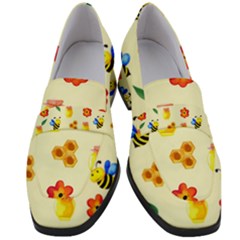 Seamless Background Honey Bee Wallpaper Texture Women s Chunky Heel Loafers by Bangk1t