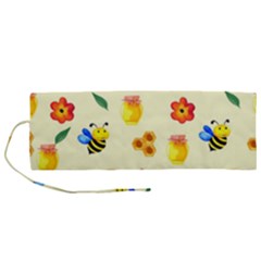 Seamless Background Honey Bee Wallpaper Texture Roll Up Canvas Pencil Holder (m) by Bangk1t